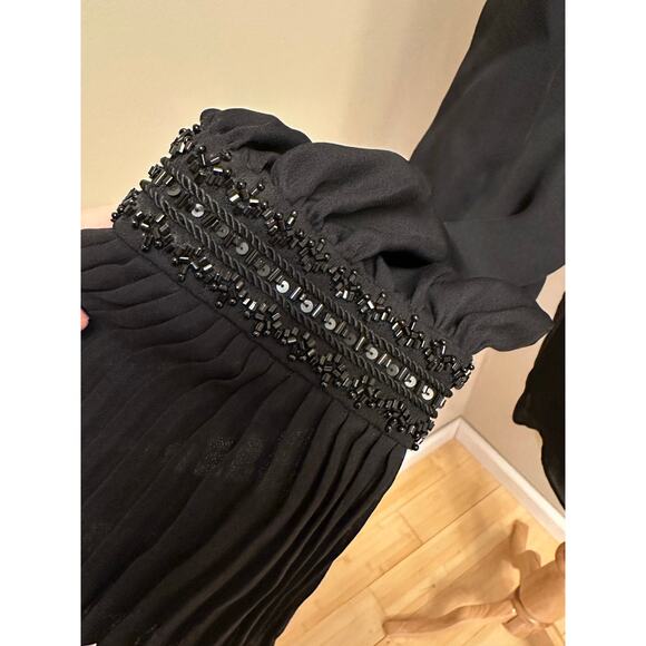 Oscar de la Renta Black Beaded Embroidery Blouse Sz M/L - Picture 3 of 7